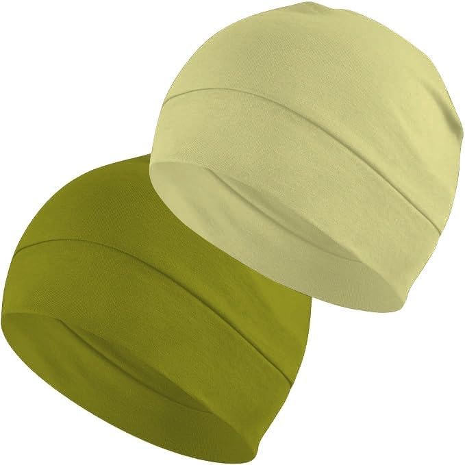 BISMAADH Cotton Skull Caps for Men and Women,2-Pack Lightweight Beanie Sleep Hats Breathable Helmet Liner Biking - Image 1